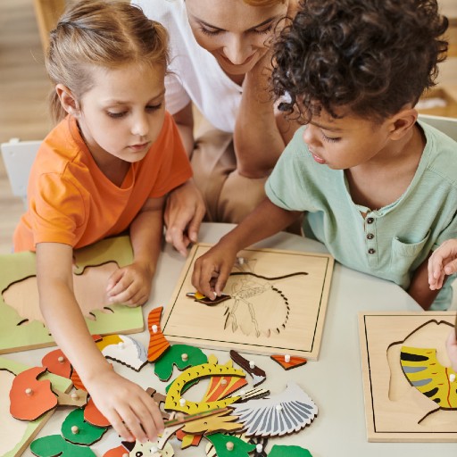 High angle of kids playing.